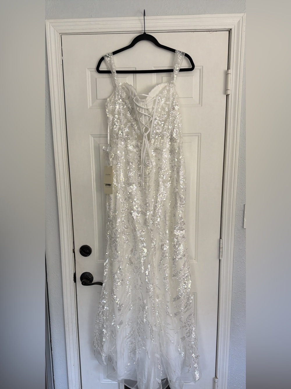 White Sequin Evening Dress - Picture 2 of 6